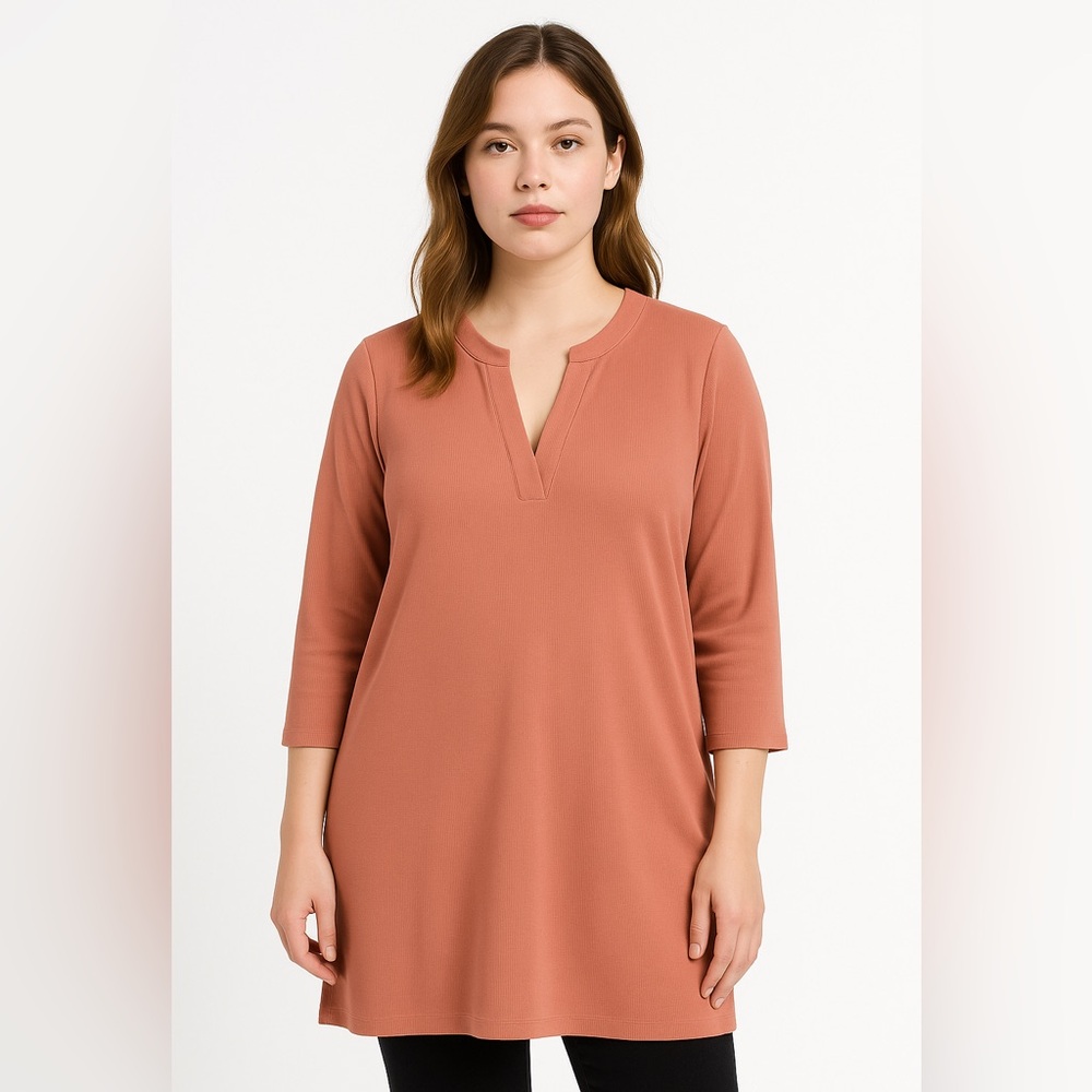 Marla Wynne Women’s Blush Tunic Size Small Lagenlook Comfort Front Slit Mature